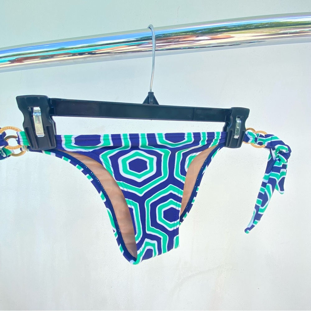 Cia.Martíma Blue Geometric Print Cheeky Bikini Bottoms Size Medium
